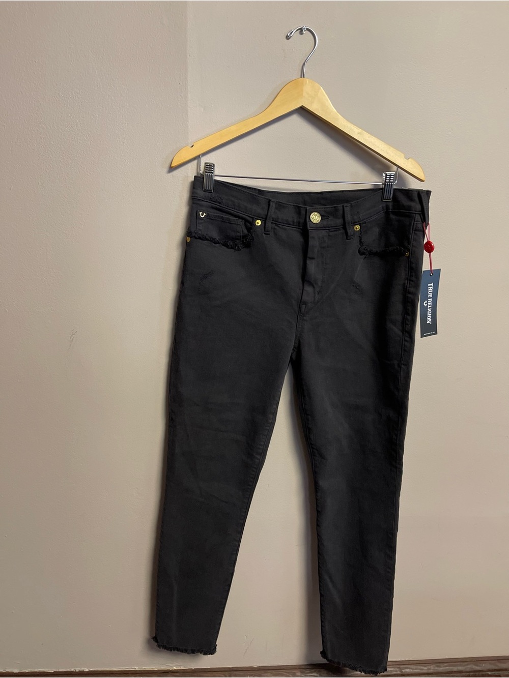 True Religion Black Women’s Mid Rise Super Skinny Jeans, Size 32